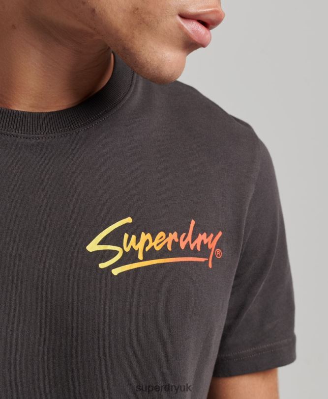 80s Downtown Script Logo T-Shirt Men Brown Clothing Superdry 66N8N4794