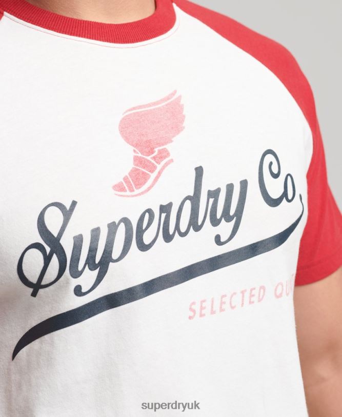 Achilles Graphic Raglan T-Shirt Men Cream Clothing Superdry 66N8N4802