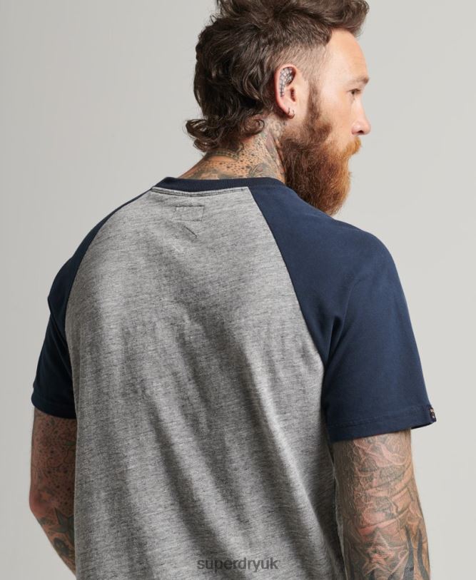 Achilles Graphic Raglan T-Shirt Men Grey Clothing Superdry 66N8N4972