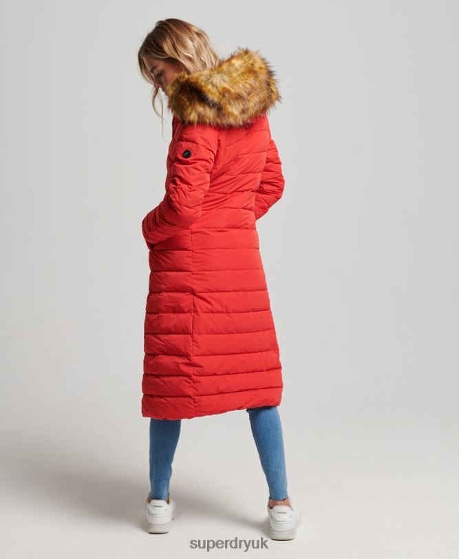 Arctic Long Puffer Coat Women Red Clothing Superdry 66N8N5591