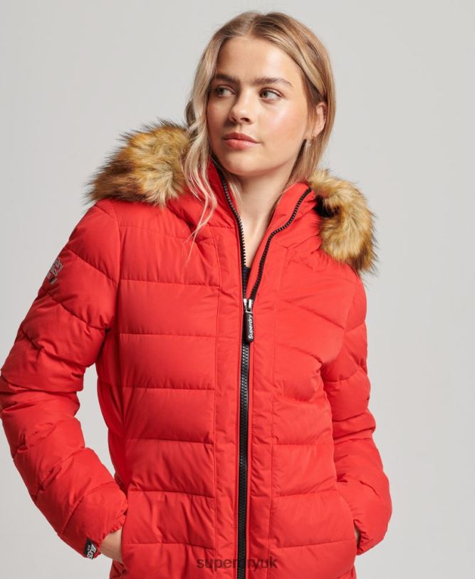 Arctic Long Puffer Coat Women Red Clothing Superdry 66N8N5591