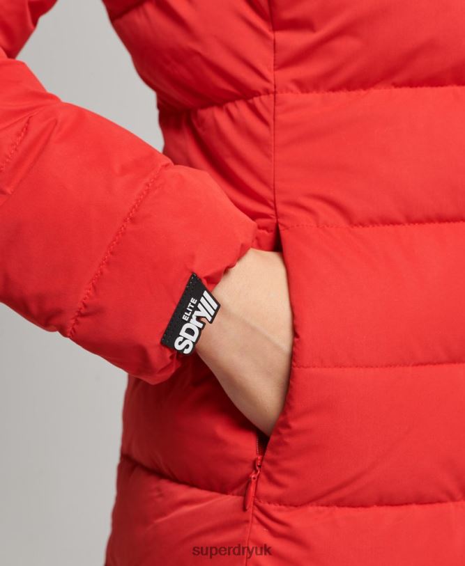 Arctic Long Puffer Coat Women Red Clothing Superdry 66N8N5591