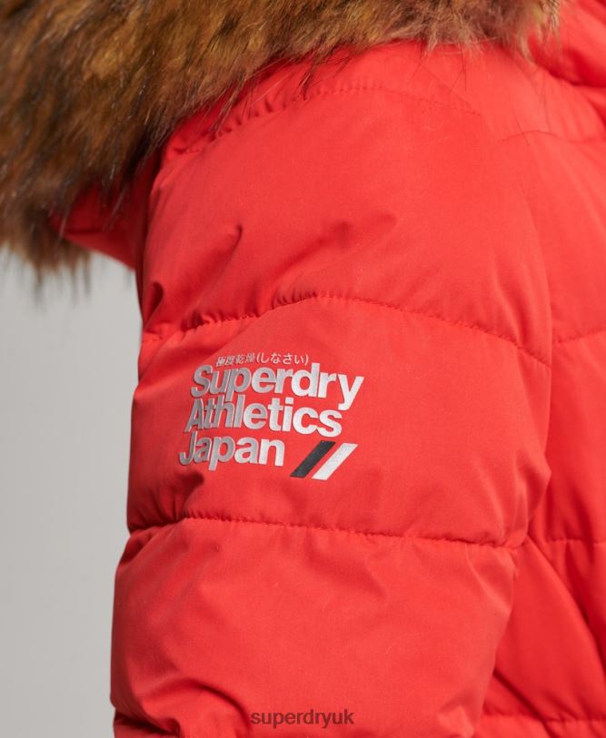 Arctic Long Puffer Coat Women Red Clothing Superdry 66N8N5591