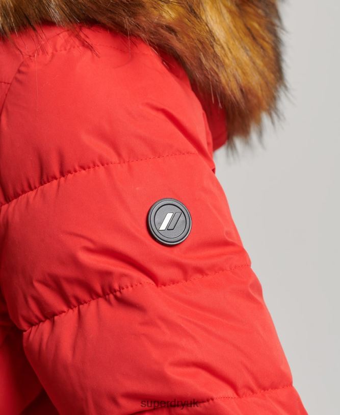 Arctic Long Puffer Coat Women Red Clothing Superdry 66N8N5591