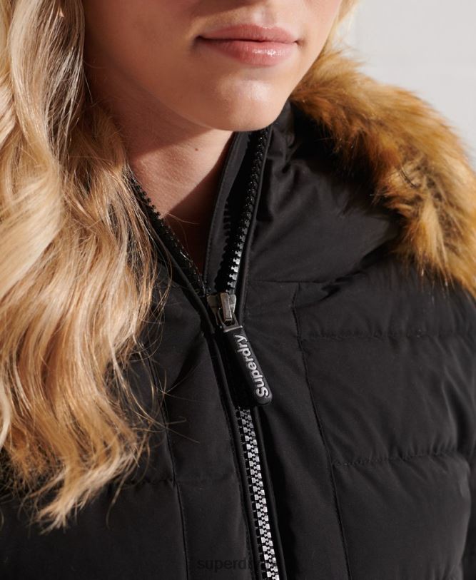 Arctic Tall Puffer Coat Women Black Clothing Superdry 66N8N3647