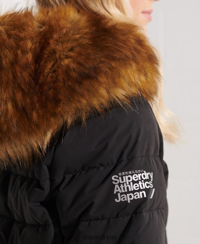 Arctic Tall Puffer Coat Women Black Clothing Superdry 66N8N3647