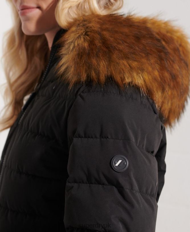 Arctic Tall Puffer Coat Women Black Clothing Superdry 66N8N3647
