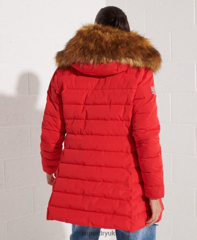 Arctic Tall Puffer Coat Women Red Clothing Superdry 66N8N3648