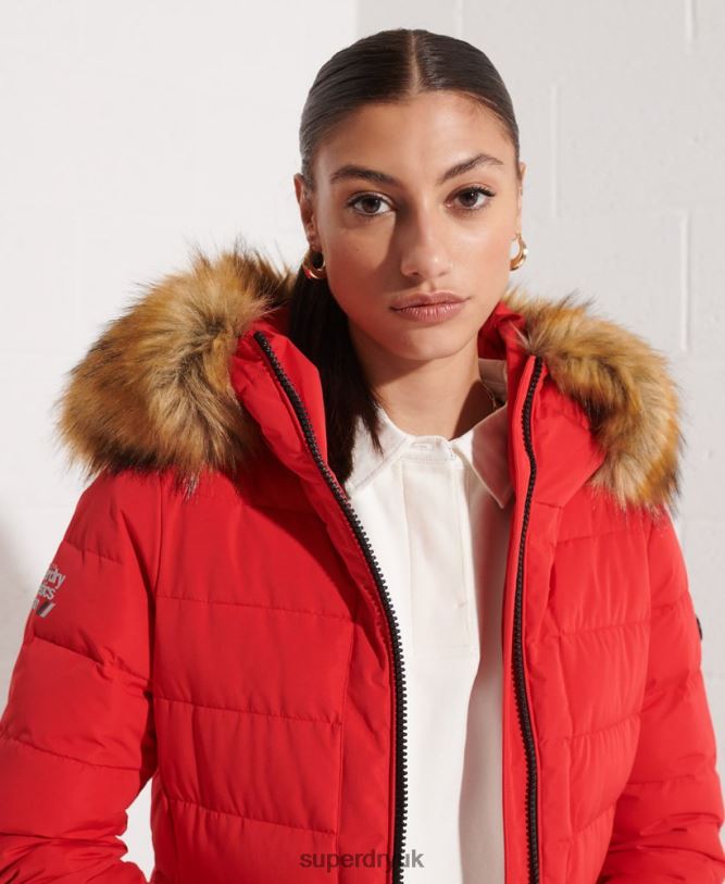 Arctic Tall Puffer Coat Women Red Clothing Superdry 66N8N3648