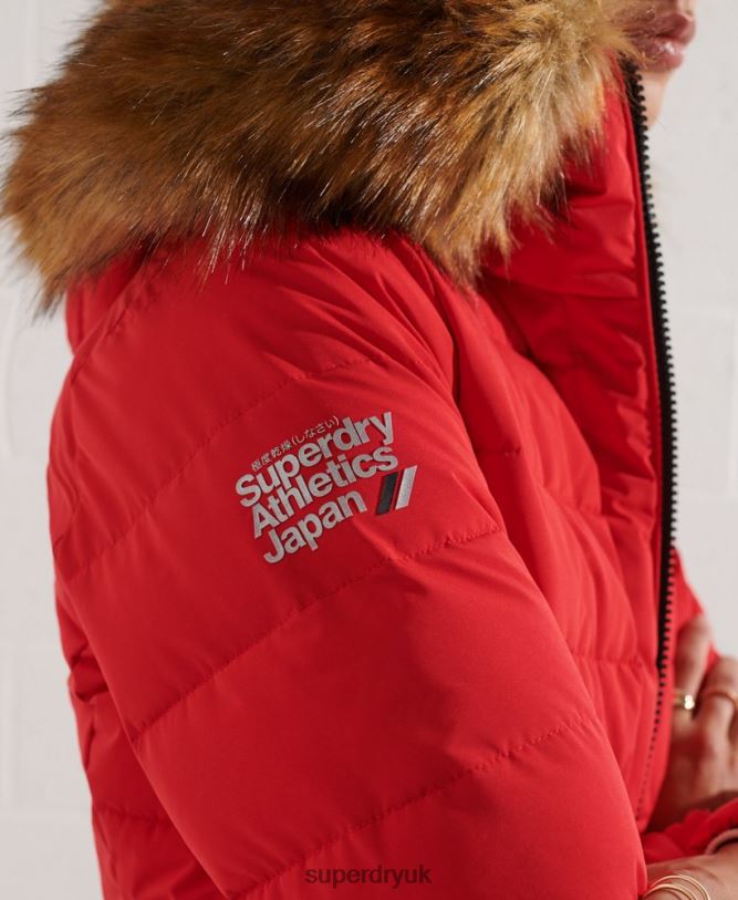 Arctic Tall Puffer Coat Women Red Clothing Superdry 66N8N3648