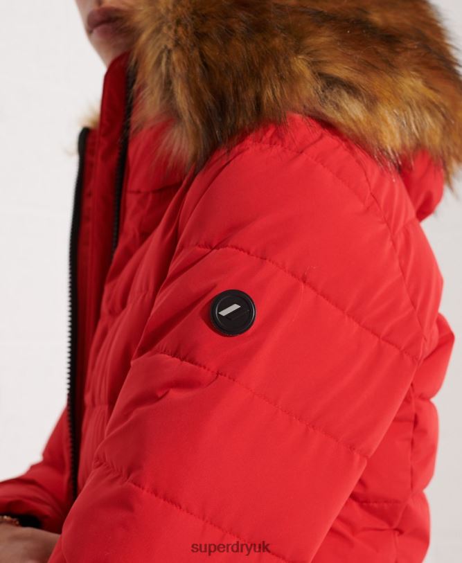 Arctic Tall Puffer Coat Women Red Clothing Superdry 66N8N3648