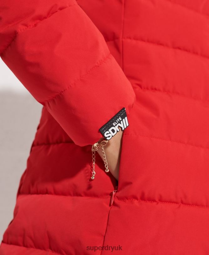 Arctic Tall Puffer Coat Women Red Clothing Superdry 66N8N3648