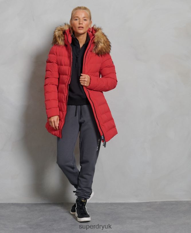Arctic Tall Puffer Coat Women Red Clothing Superdry 66N8N5714