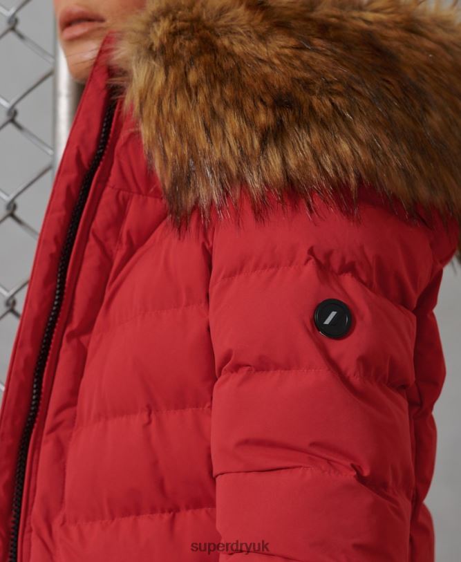 Arctic Tall Puffer Coat Women Red Clothing Superdry 66N8N5714