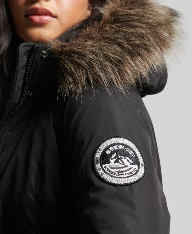 Ashley Everest Parka Coat Women Black Clothing Superdry 66N8N5415