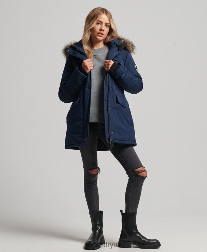Ashley Everest Parka Coat Women Navy Clothing Superdry 66N8N5443