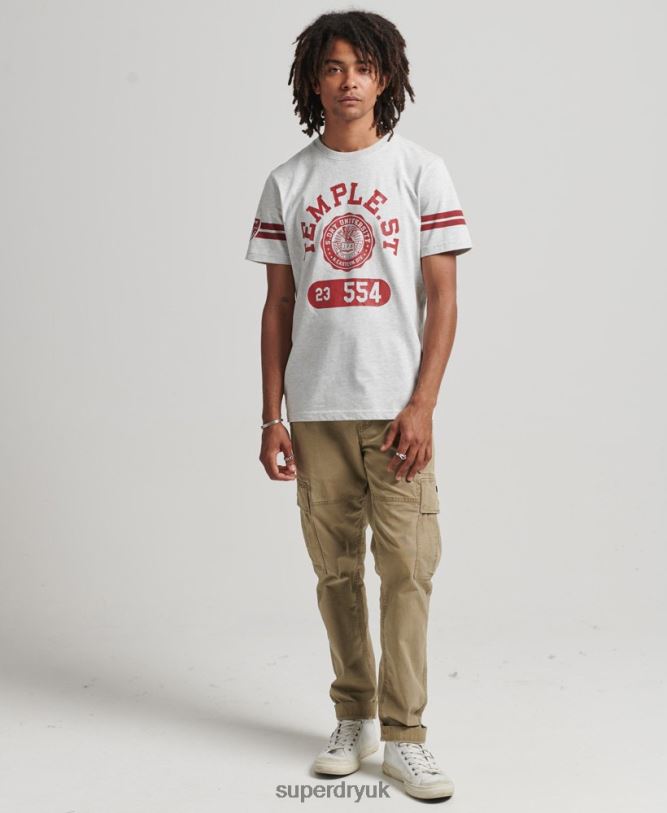 Athletic College Graphic T Shirt Men Light Grey Clothing Superdry 66N8N4838