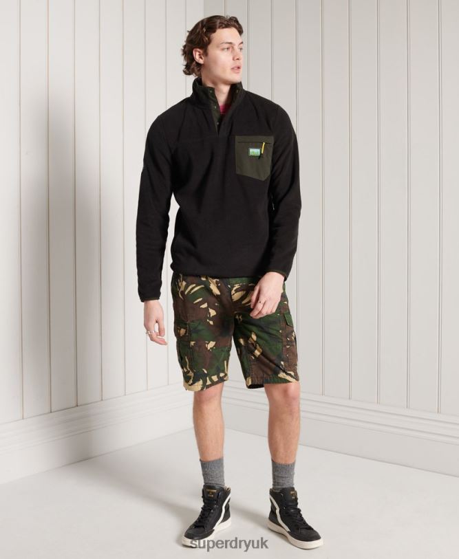 B Trail Polar Fleece Pop Over Top Men Black Clothing Superdry 66N8N5144