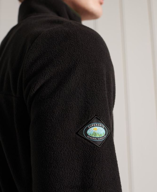 B Trail Polar Fleece Pop Over Top Men Black Clothing Superdry 66N8N5144