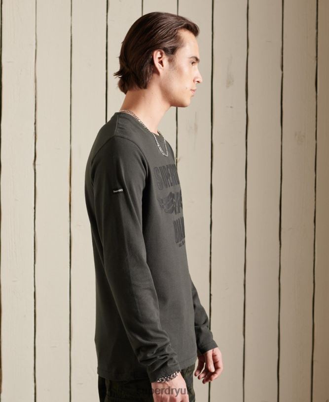 Black Out Long Sleeve Top Men Dark Grey Clothing Superdry 66N8N1579
