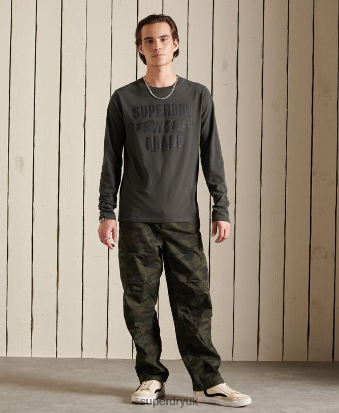 Black Out Long Sleeve Top Men Dark Grey Clothing Superdry 66N8N1579