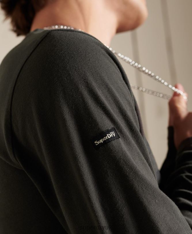 Black Out Long Sleeve Top Men Dark Grey Clothing Superdry 66N8N1579