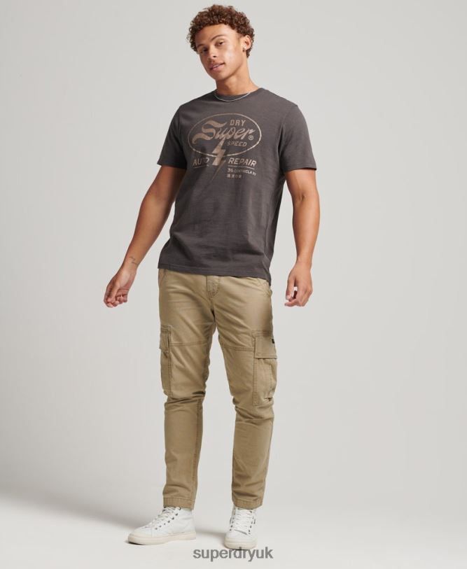 Blackout Rock Graphic T-Shirt Men Dark Grey Clothing Superdry 66N8N4932