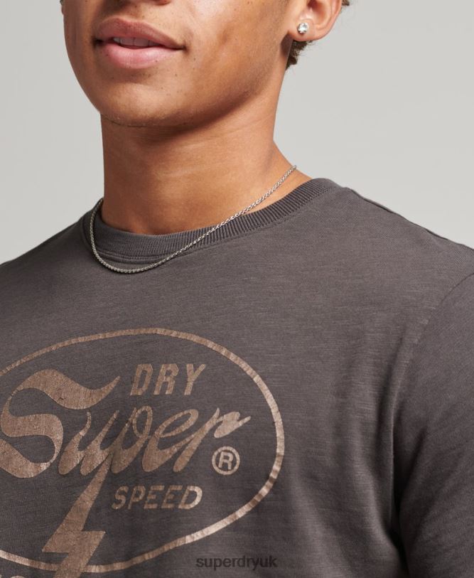 Blackout Rock Graphic T-Shirt Men Dark Grey Clothing Superdry 66N8N4932