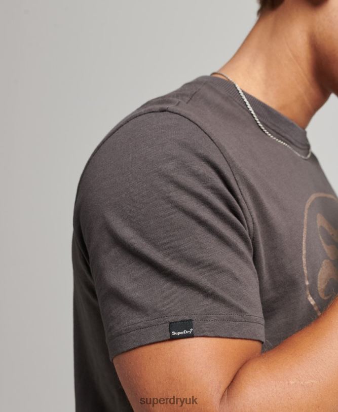 Blackout Rock Graphic T-Shirt Men Dark Grey Clothing Superdry 66N8N4932