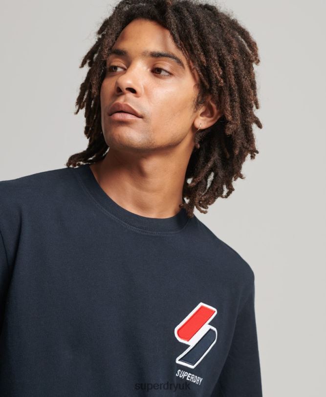 Classic Applique T-Shirt Men Navy Clothing Superdry 66N8N4926
