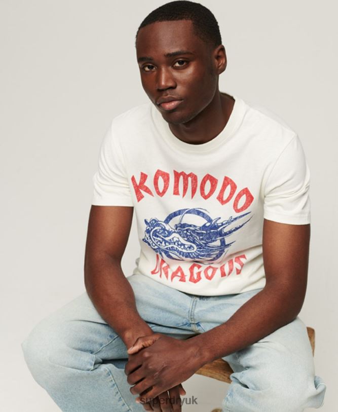 Classic Dragon T-Shirt Men Cream Clothing Superdry x Komodo 66N8N43