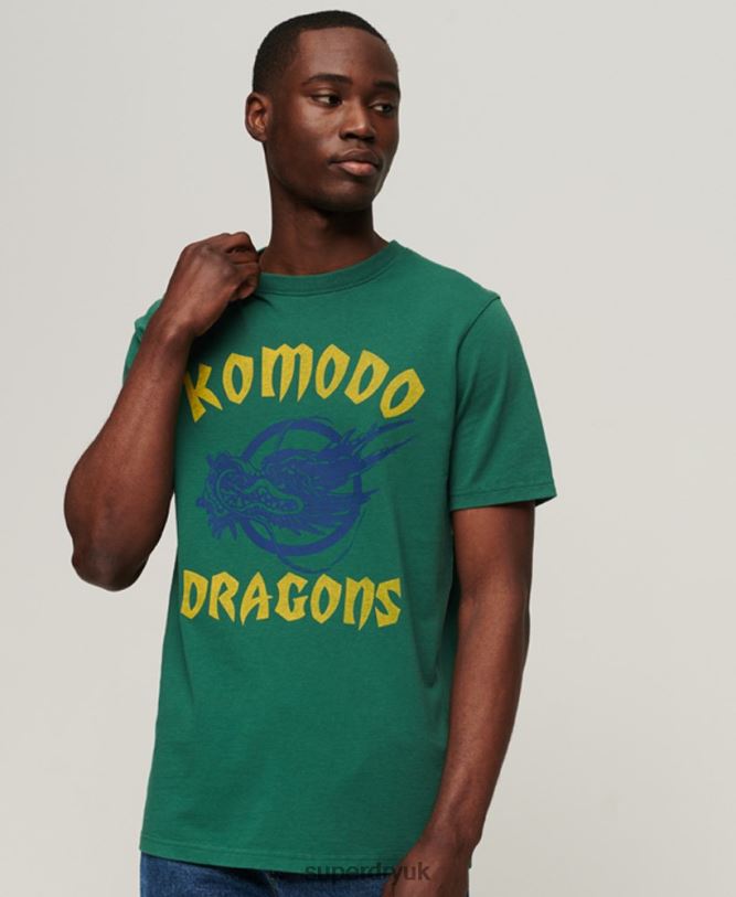 Classic Dragon T-Shirt Men Green Clothing Superdry x Komodo 66N8N30