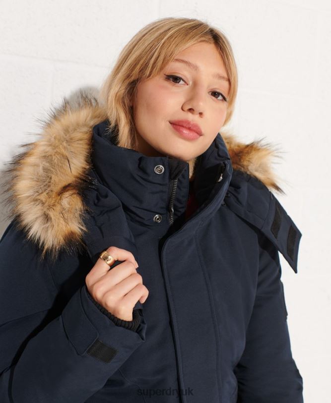 Code Everest Parka Coat Women Navy Clothing Superdry 66N8N5590