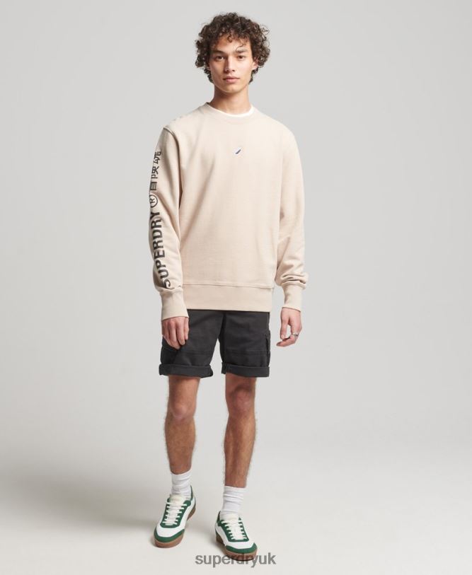 Code Linear Loose Crew Sweatshirt Men Beige Clothing Superdry 66N8N5909