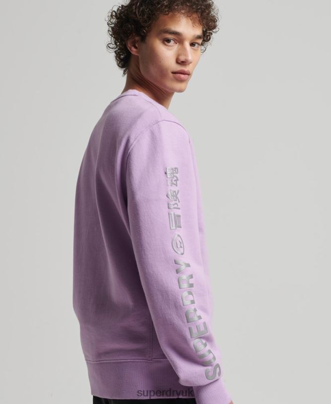 Code Linear Loose Crew Sweatshirt Men Purple Clothing Superdry 66N8N3459