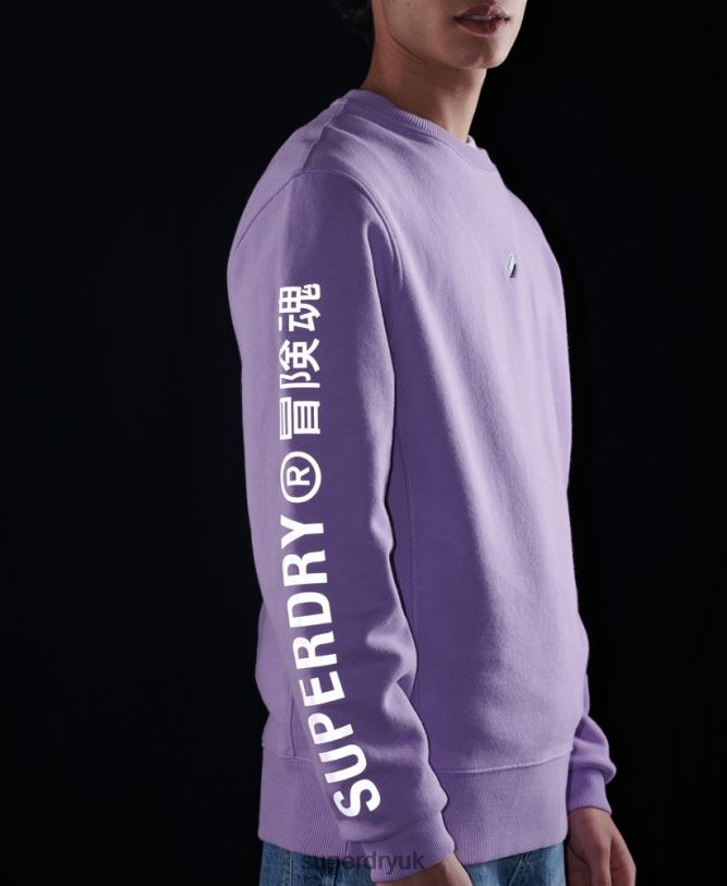 Code Linear Loose Crew Sweatshirt Men Purple Clothing Superdry 66N8N3459