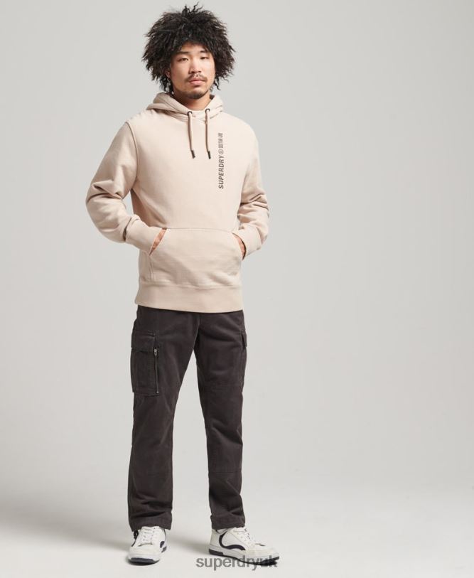 Code Linear Loose Overhead Hoodie Men Beige Clothing Superdry 66N8N5908