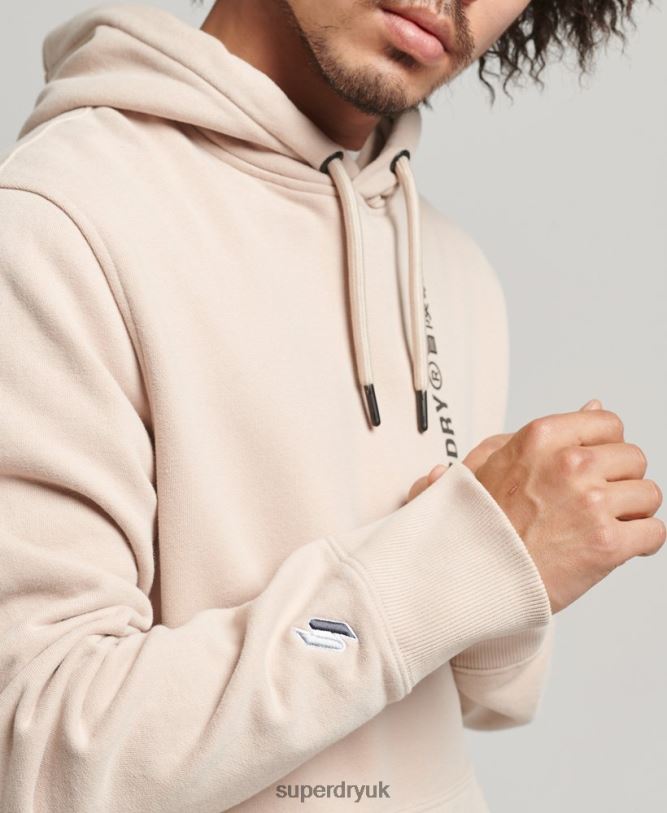 Code Linear Loose Overhead Hoodie Men Beige Clothing Superdry 66N8N5908