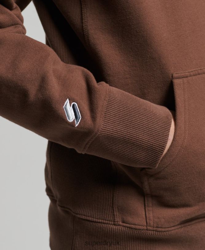 Code Linear Loose Overhead Hoodie Men Brown Clothing Superdry 66N8N5787