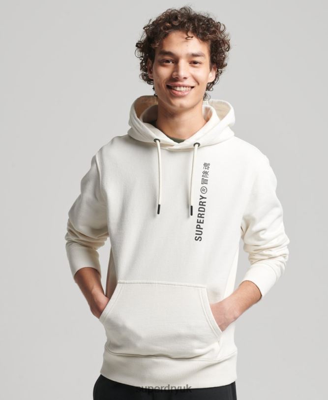 Code Linear Loose Overhead Hoodie Men White Clothing Superdry 66N8N6018