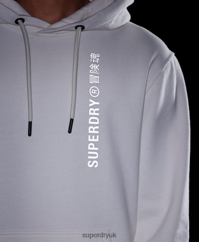 Code Linear Loose Overhead Hoodie Men White Clothing Superdry 66N8N6018