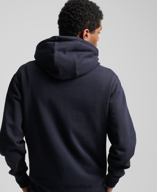 Code Logo Chenille Hoodie Men Navy Clothing Superdry 66N8N5216