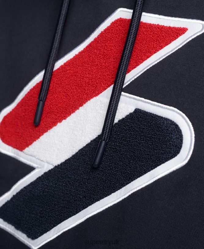 Code Logo Chenille Hoodie Men Navy Clothing Superdry 66N8N5216