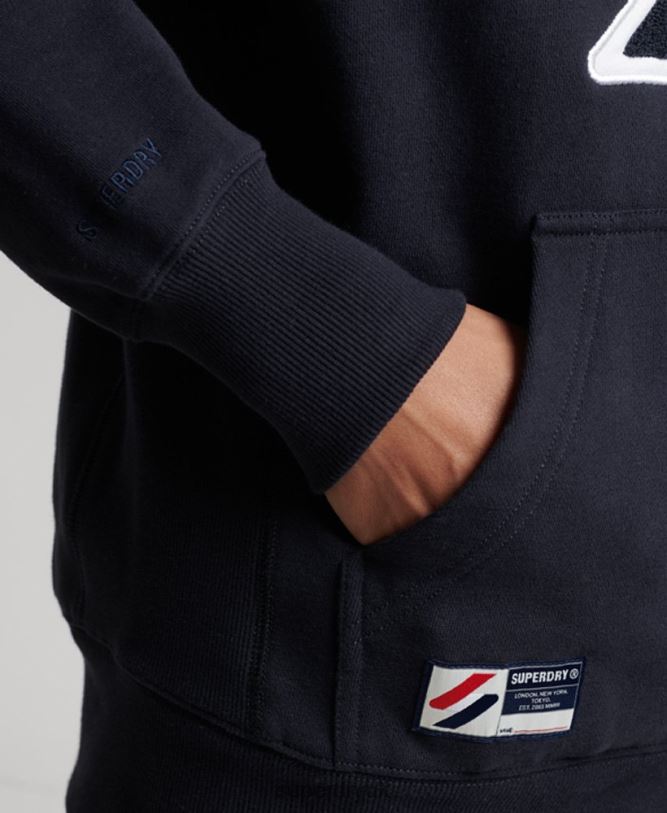 Code Logo Chenille Hoodie Men Navy Clothing Superdry 66N8N5216
