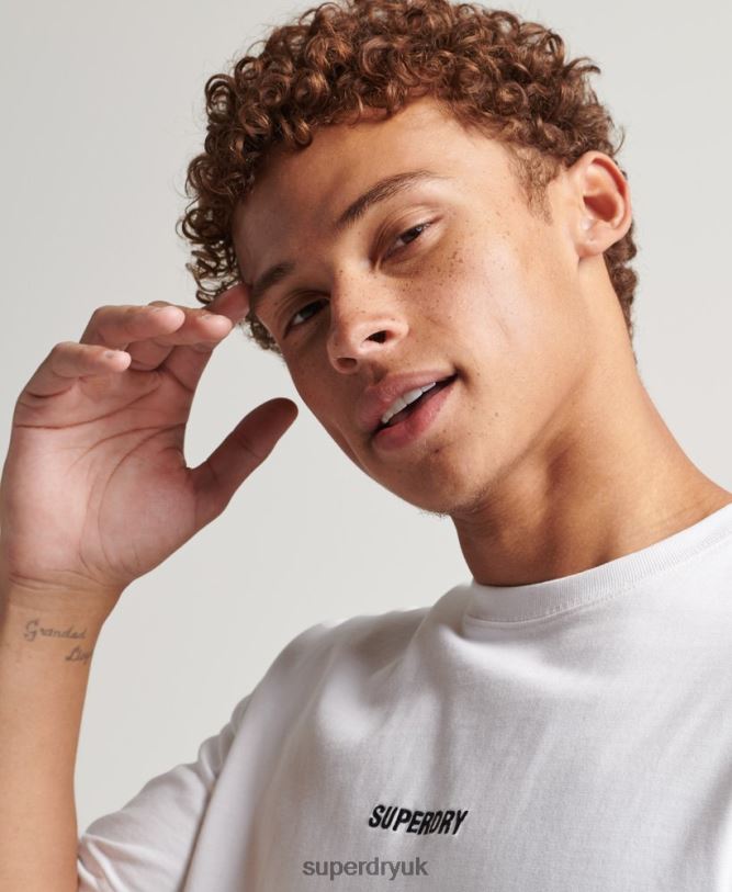 Code Micro Logo T-Shirt Men White Clothing Superdry 66N8N4803