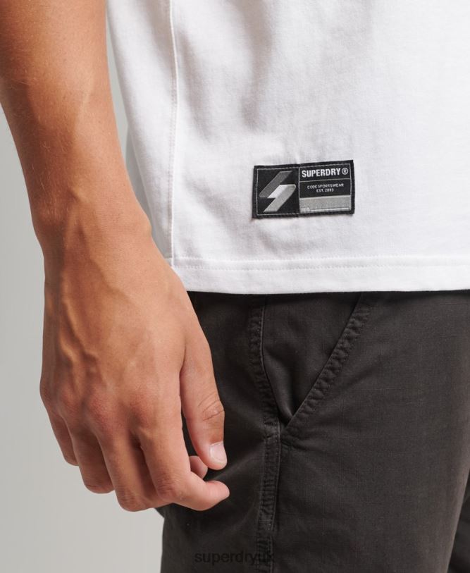 Code Micro Logo T-Shirt Men White Clothing Superdry 66N8N4803