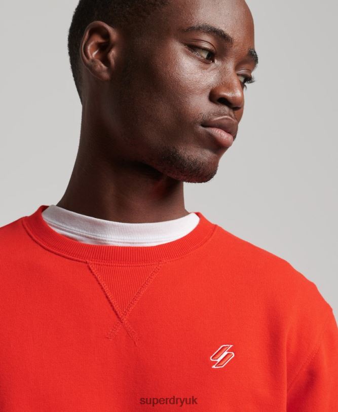 Code Organic Cotton Essential Crew Sweatshirt Men Red Clothing Superdry 66N8N5049