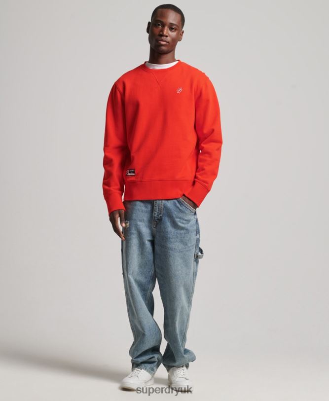 Code Organic Cotton Essential Crew Sweatshirt Men Red Clothing Superdry 66N8N5049
