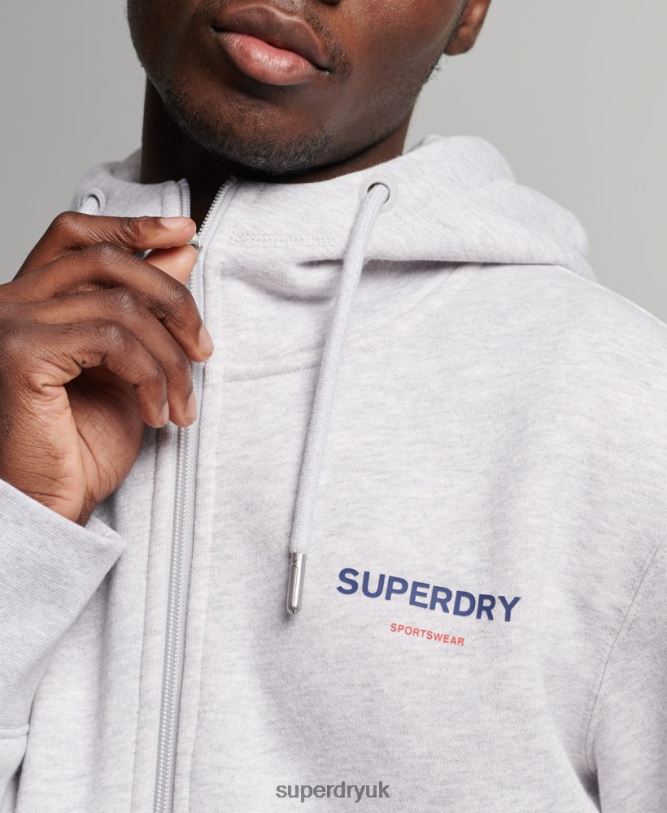 Code Sportswear Zip Hoodie Men Grey Clothing Superdry 66N8N543
