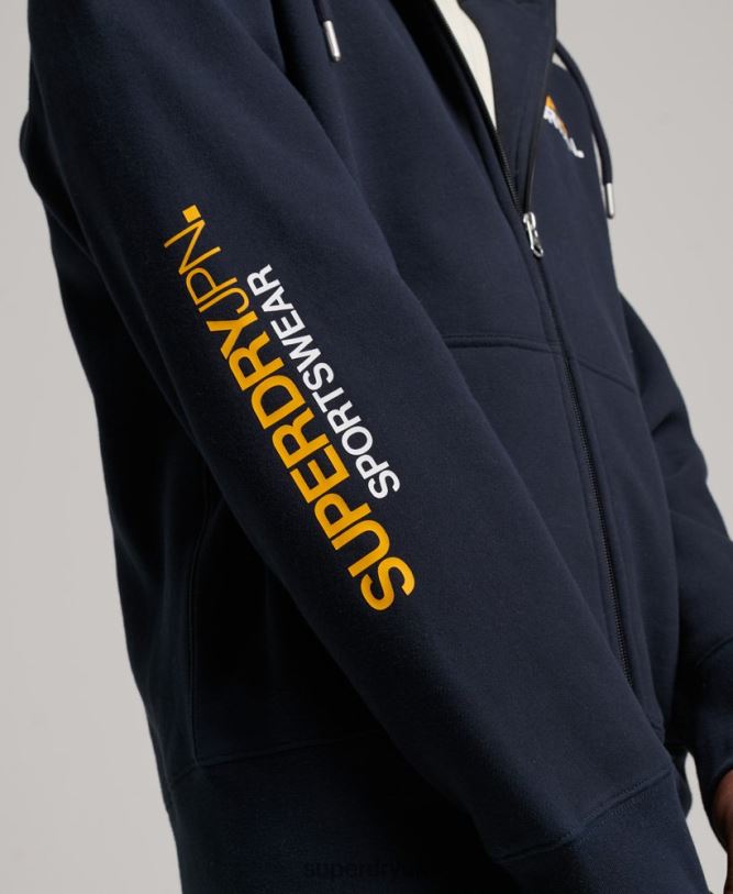 Code Sportswear Zip Hoodie Men Navy Clothing Superdry 66N8N519